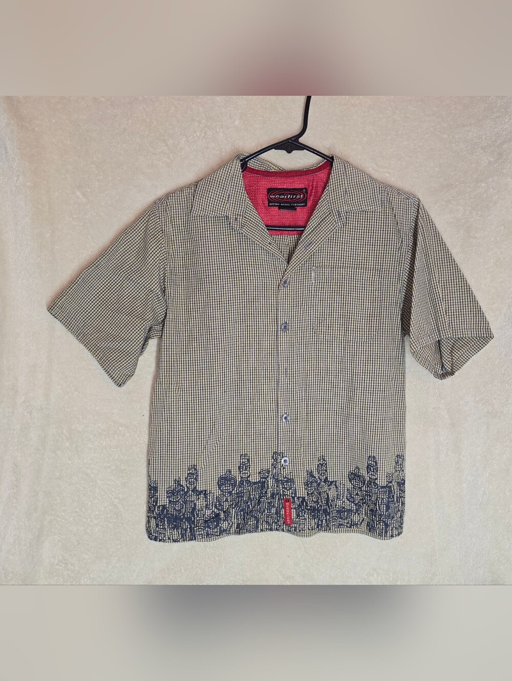 Wearfirst boys button down collared shirt yellow check size M(10/12) Graphic